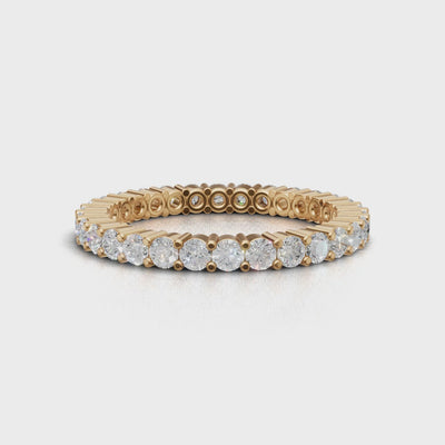 Full Eternity Basket 2mm lab grown diamond wedding band, 18K yellow gold - turning