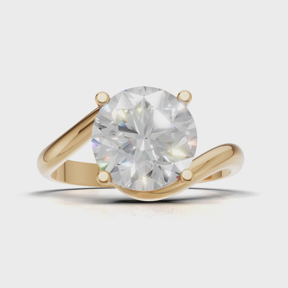 Incrocio, 2ct round lab grown diamond engagement ring, Bypass, 18K yellow gold - turning