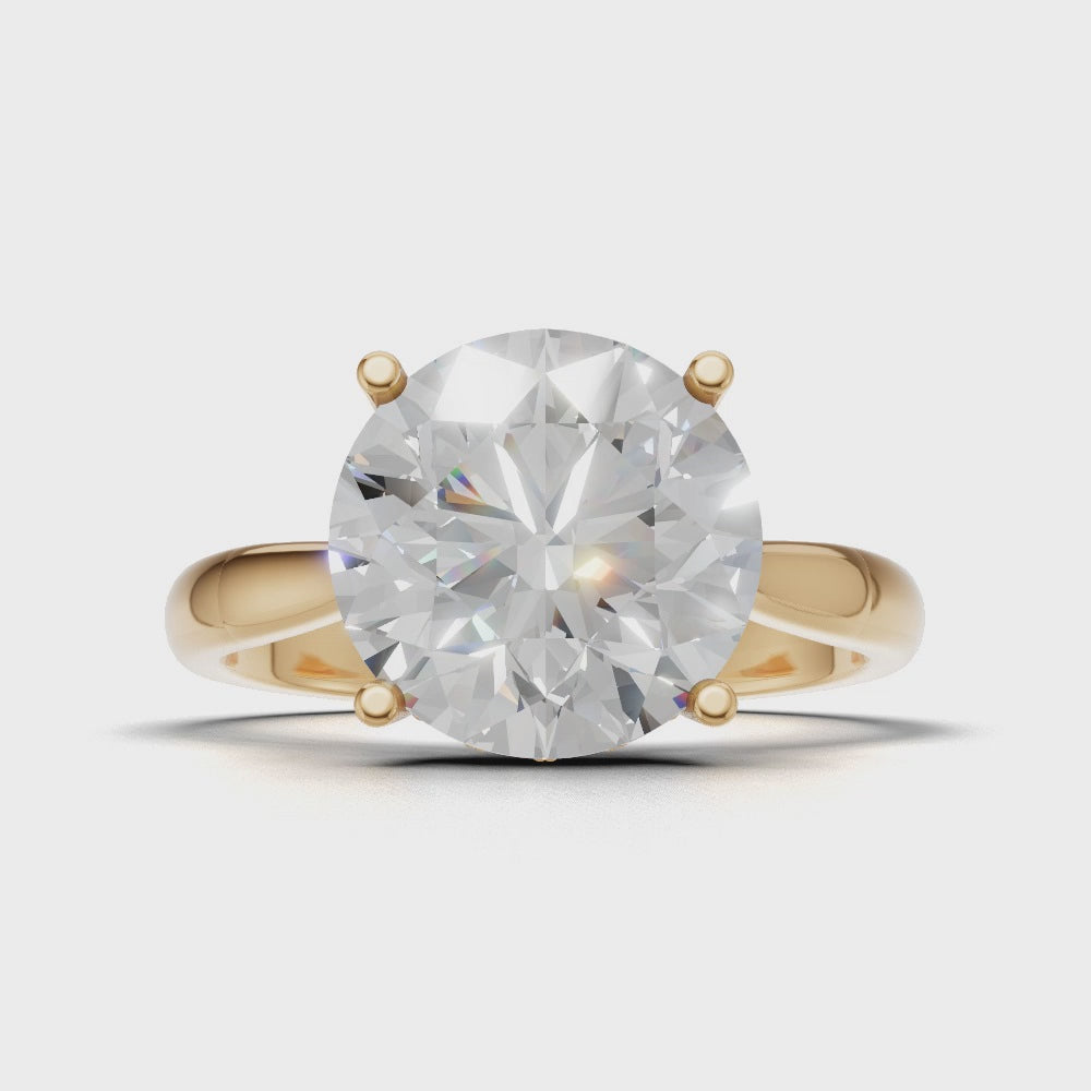 Arcata, 3ct round lab grown diamond engagement ring, Cathedral Hidden Halo Bridge, 18K yellow gold - turning