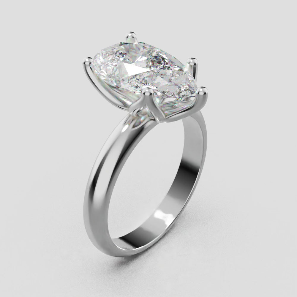 Sboccio, 3ct pear lab grown diamond engagement ring, Petal Set, 18K white gold - turning