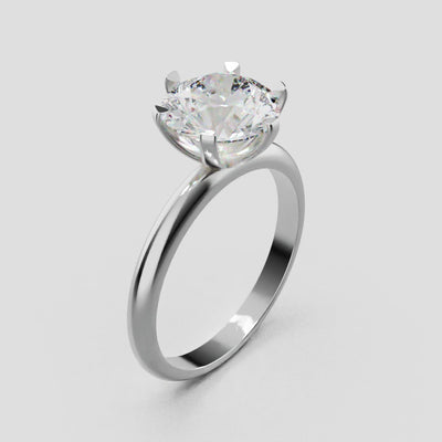 Retta, 2ct round lab grown diamond engagement ring, Plain Sides, 6 Prongs, Fixed Width, 18K white gold - turning
