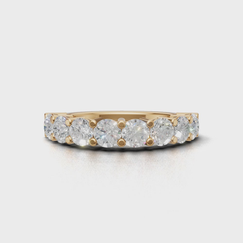 Half Eternity Basket 3.8mm lab grown diamond wedding band, 18K yellow gold - turning