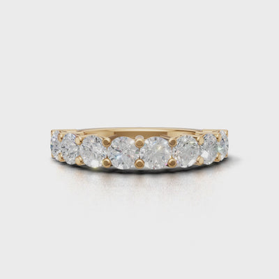 Half Eternity Basket 3.8mm lab grown diamond wedding band, 18K yellow gold - turning