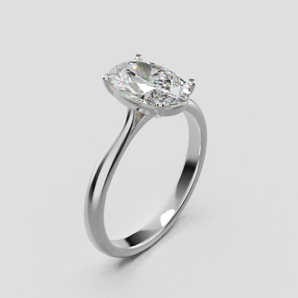 Abside, 1.5ct oval lab grown diamond engagement ring, Cathedral Plain Gallery, 18K white gold - turning