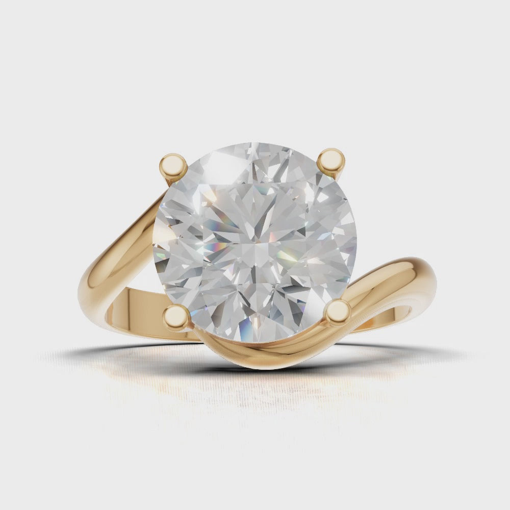Incrocio, 3ct round lab grown diamond engagement ring, Bypass, 18K yellow gold - turning