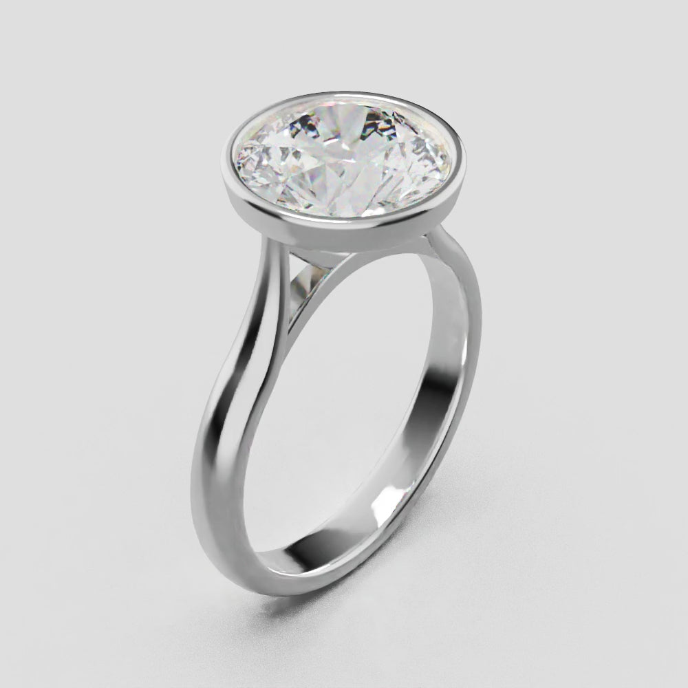 Cerchia, 3ct round lab grown diamond engagement ring, Bezel Cathedral, 18K white gold - turning