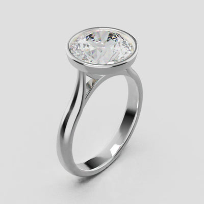 Cerchia, 3ct round lab grown diamond engagement ring, Bezel Cathedral, 18K white gold - turning