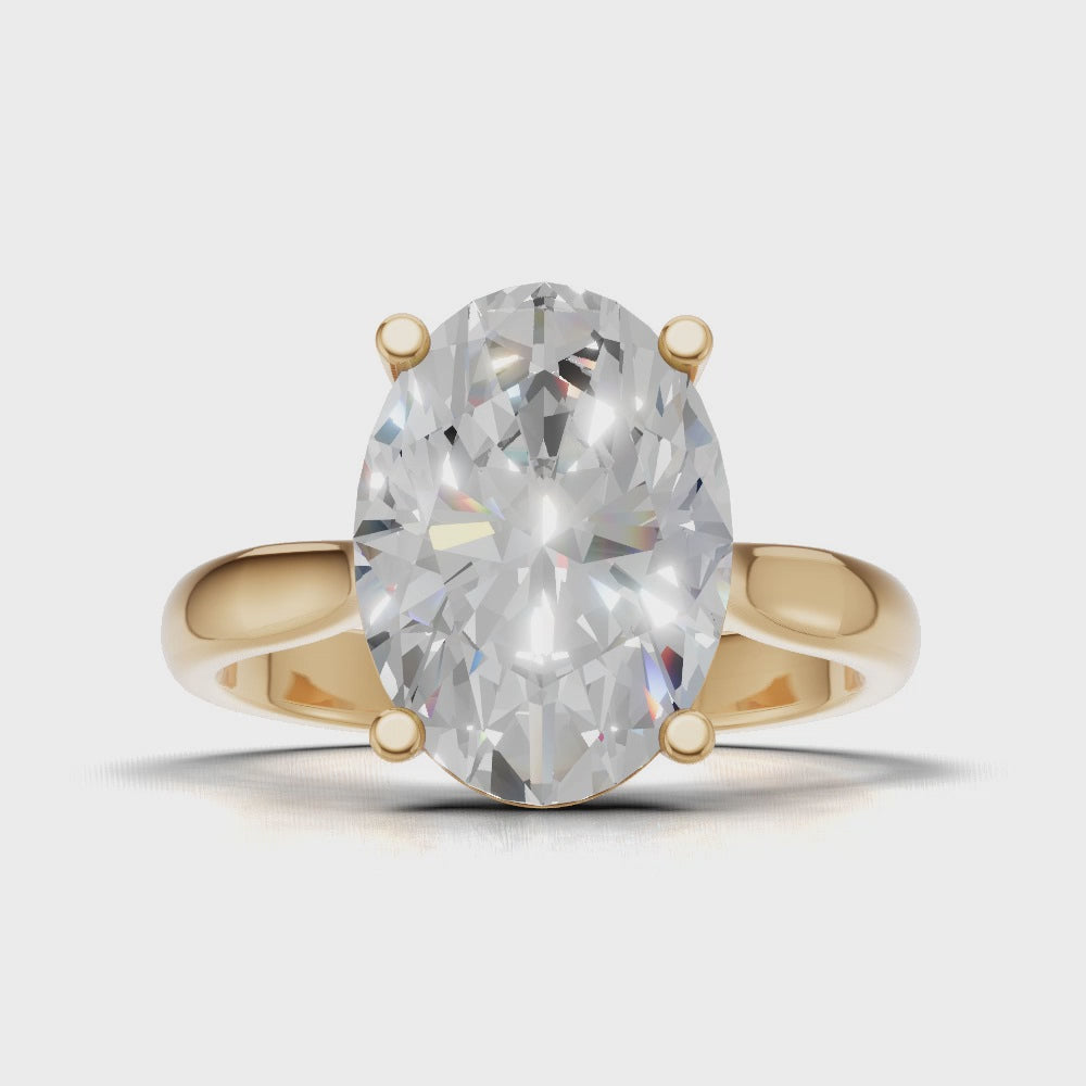 Abside, 3ct oval lab grown diamond engagement ring, Cathedral Plain Gallery, 18K yellow gold - turning