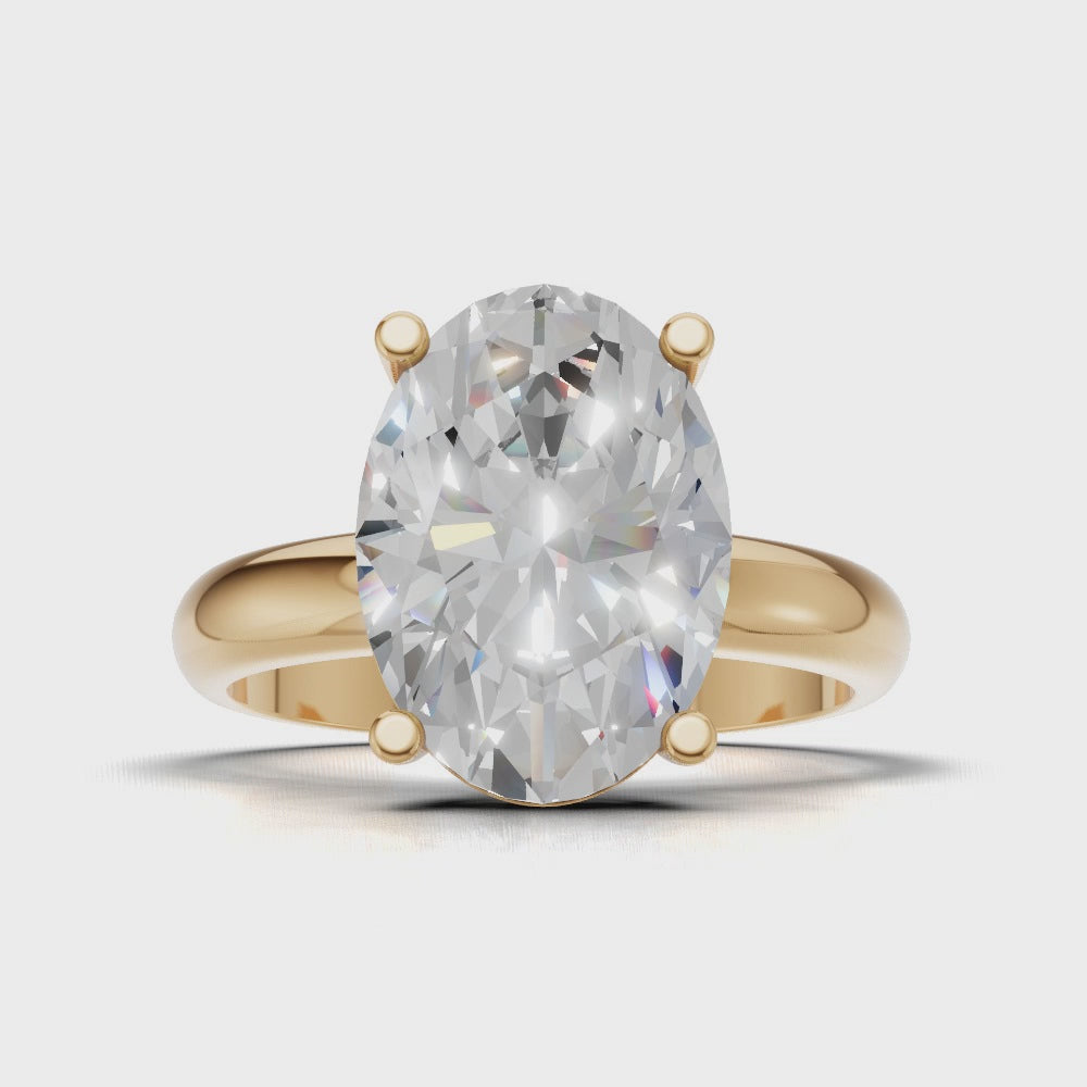 Candore, 3ct oval lab grown diamond engagement ring, Plain Sides, Plain Gallery, 18K yellow gold - turning
