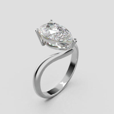 Spirale, 2ct pear lab grown diamond engagement ring, Bypass, 18K white gold - turning