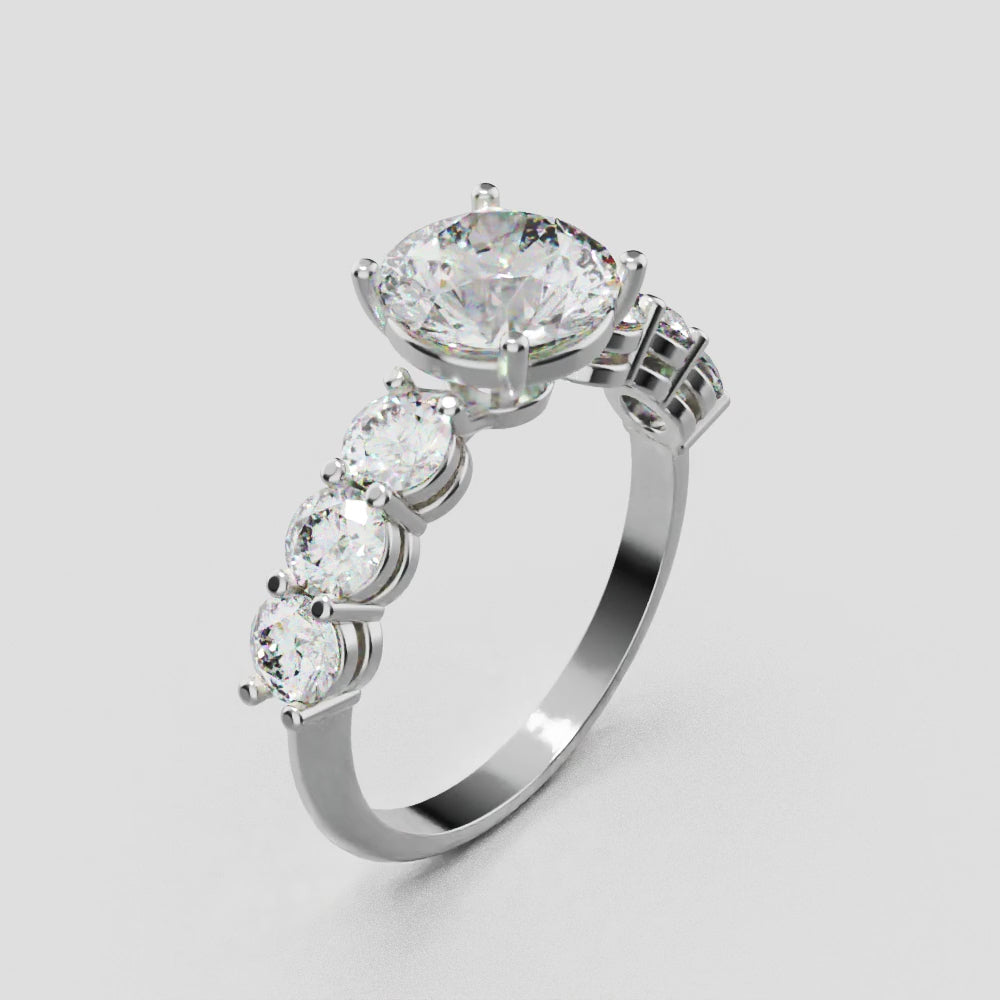 Corso, 1.5ct round lab grown diamond engagement ring, 3.5mm Side Stones, 18K white gold - turning