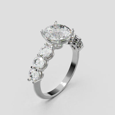 Corso, 1.5ct round lab grown diamond engagement ring, 3.5mm Side Stones, 18K white gold - turning
