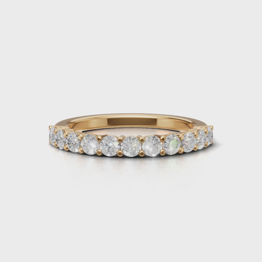 Half Eternity Basket 2.5mm lab grown diamond wedding band, 18K yellow gold - turning