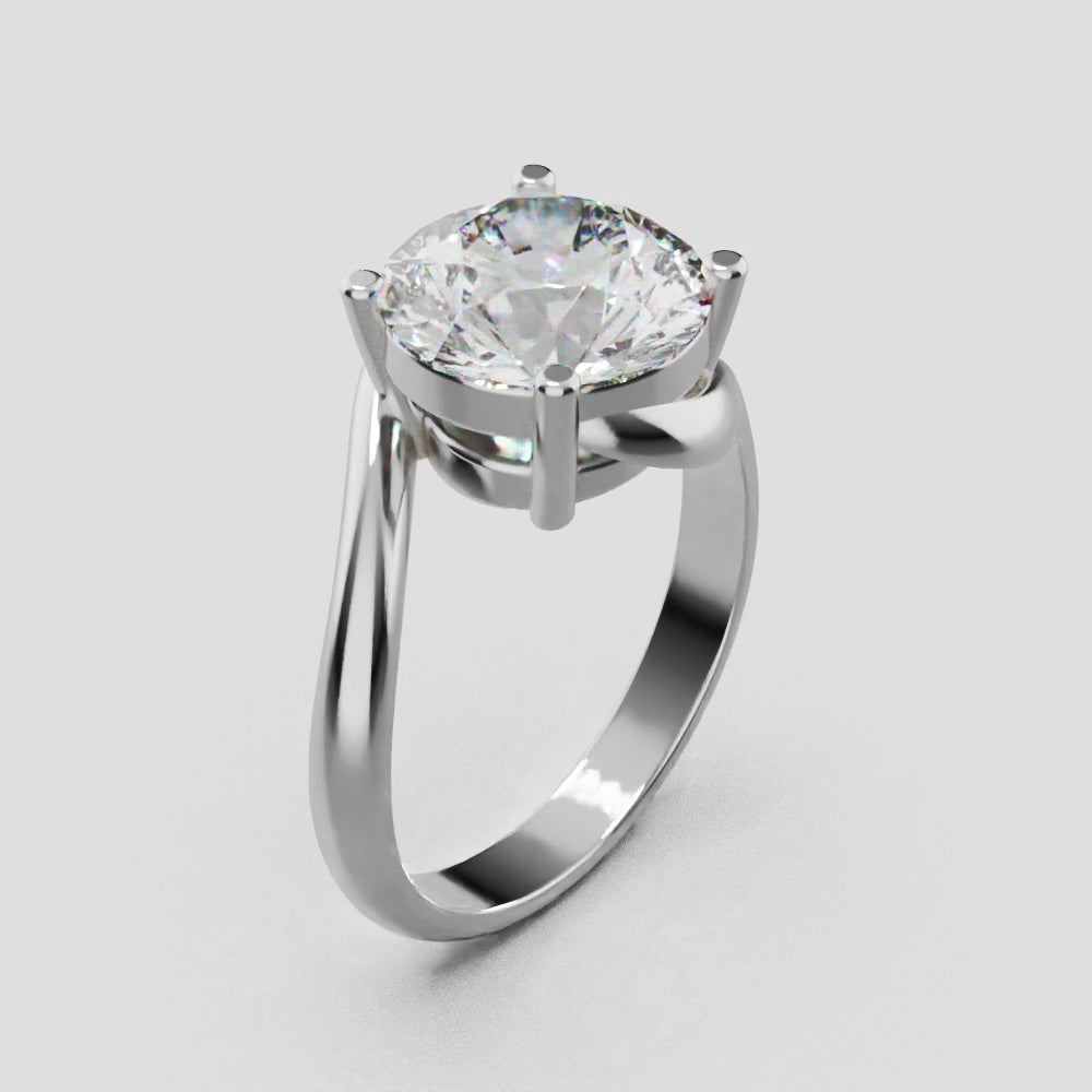 Incrocio, 3ct round lab grown diamond engagement ring, Bypass, 18K white gold - turning