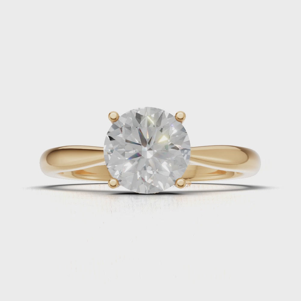 Arcata, 1ct round lab grown diamond engagement ring, Cathedral Hidden Halo Bridge, 18K yellow gold - turning