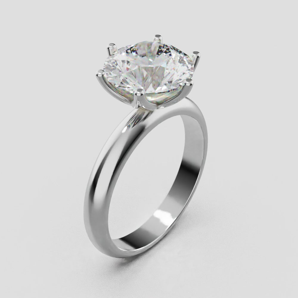 Bocciolo, 3ct round lab grown diamond engagement ring, Petal Invisible, 18K white gold - turning
